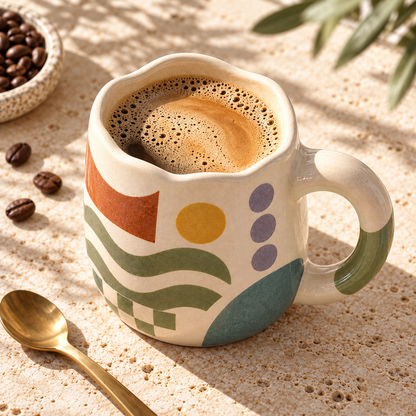 Heavital® Earthen Geo Vintage Geometric Coffee Mug