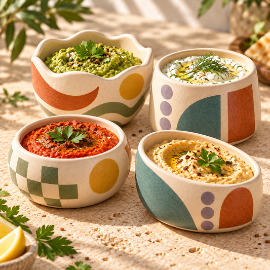 Heavital® Earthen Geo Mixed Design Dipping Bowl Set