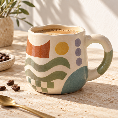 Heavital® Earthen Geo Vintage Geometric Coffee Mug