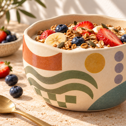 Heavital® Earthen Geo Breakfast Cereal Bowl