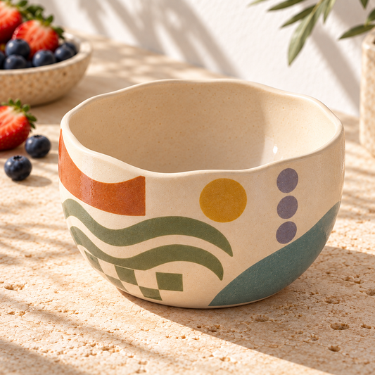 Heavital® Earthen Geo Breakfast Cereal Bowl
