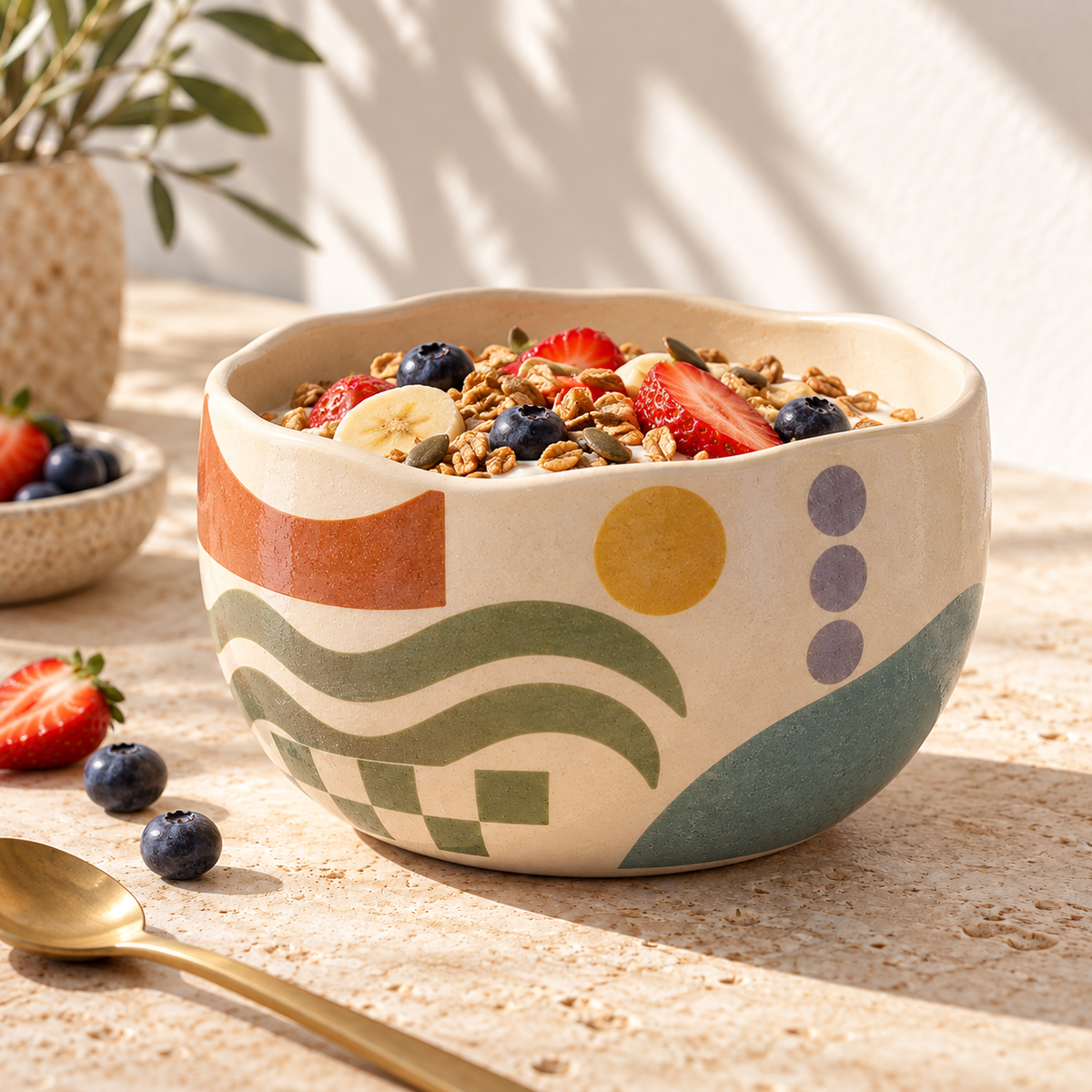 Heavital® Earthen Geo Breakfast Cereal Bowl