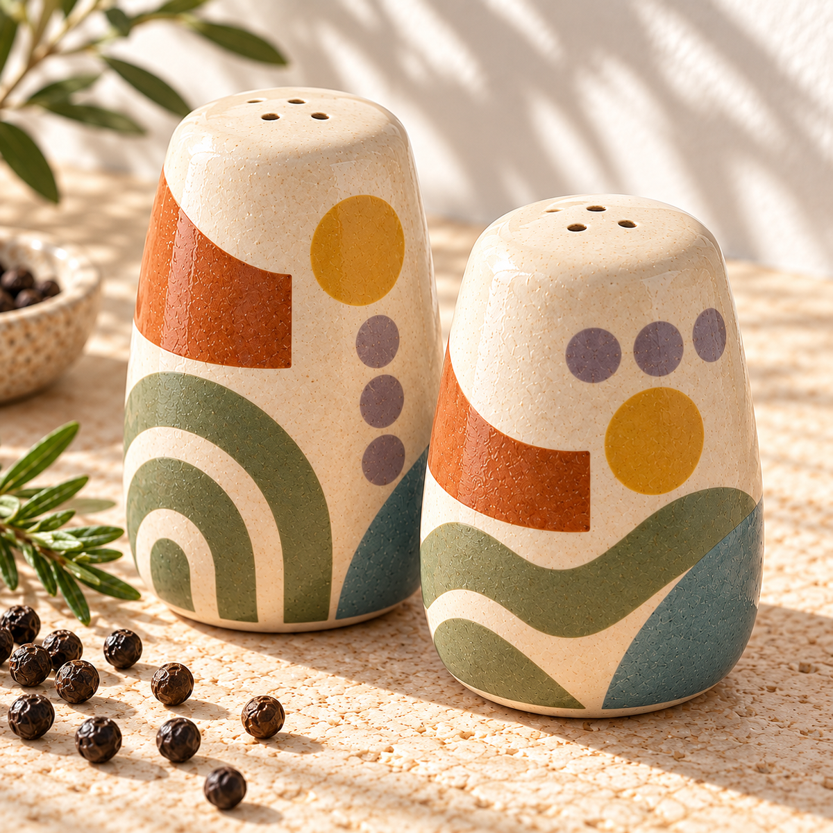 Heavital® Earthen Geo Salt & Pepper Shaker Set