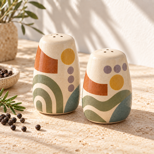Heavital® Earthen Geo Salt & Pepper Shaker Set
