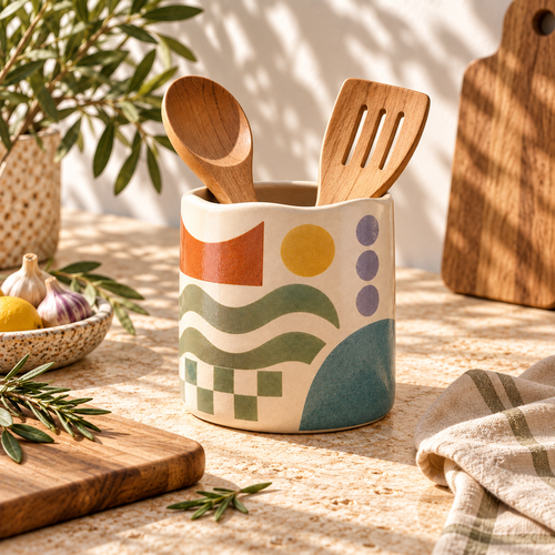 Heavital® Earthen Geo Kitchen Utensil Holder
