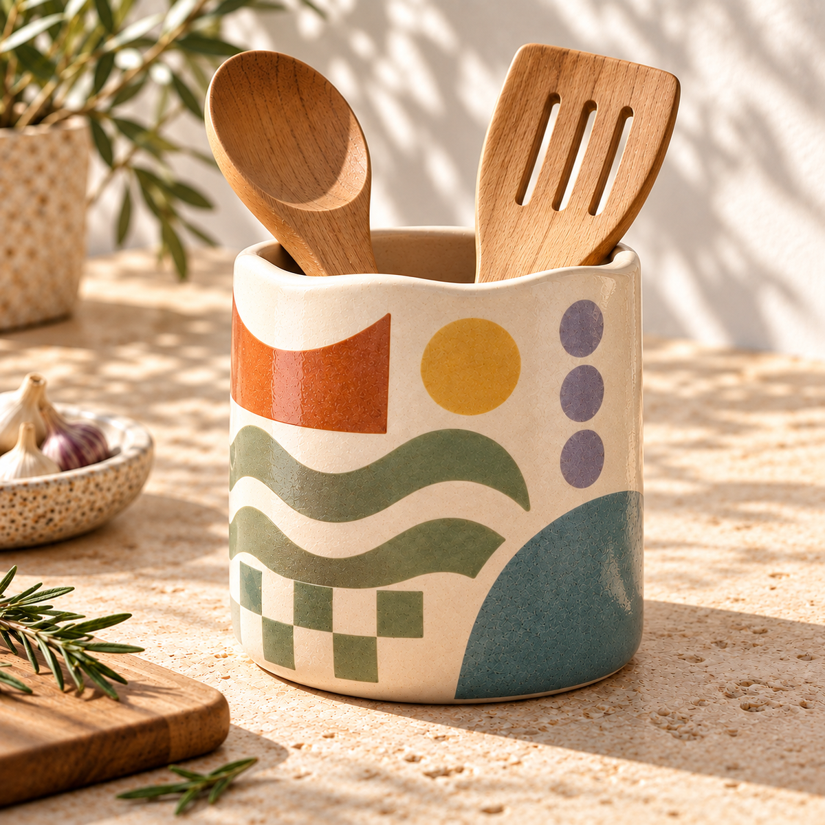 Heavital® Earthen Geo Kitchen Utensil Holder