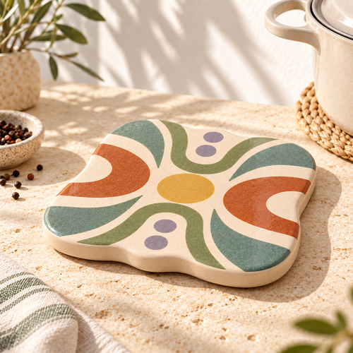 Heavital® Earthen Geo Hand-painted Ceramic Trivet